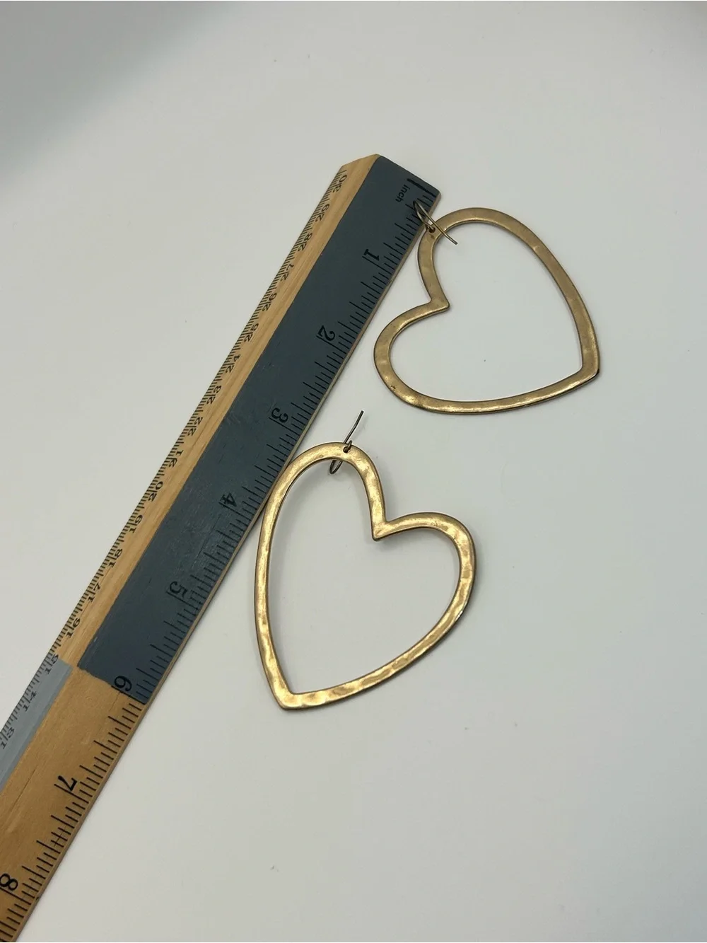 Gold-tone Heart Hoop Earrings 2 Pair Dangle Oversized